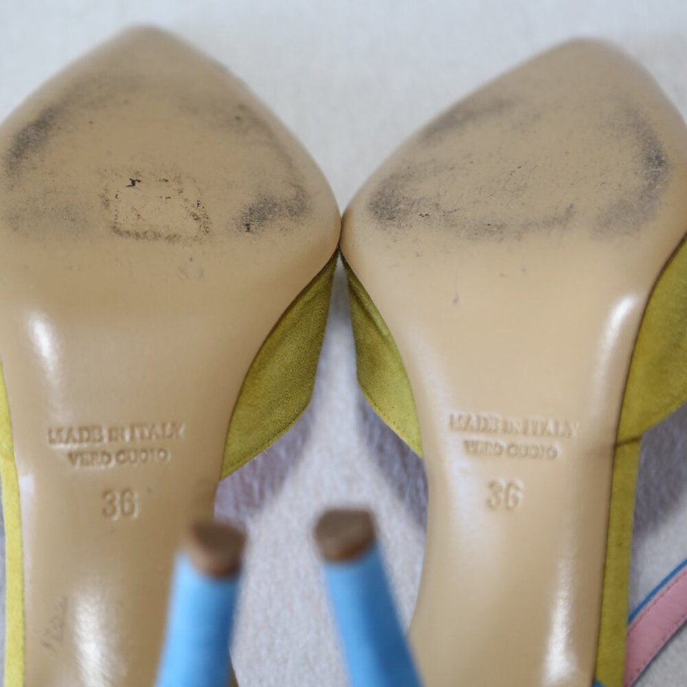 EUC Fauzian Jeunesse suede leather pumps pointed toes made in Italy SIZE 36 - Picture 8 of 8
